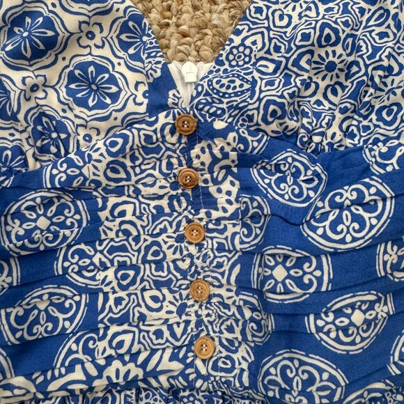 Zara Ruched Summer Tuscany Greece Vibe Printed Jumpsuit XS‎ 7987/771 - Picture 9 of 16